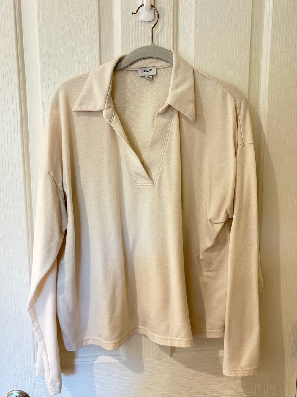 J. Crew long sleeve Johnny collar cream polo